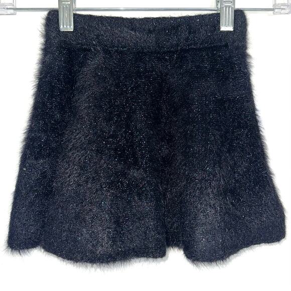 Zara Knitwear Girls Black Glitter Fuzzy A-Line Skirt Size 5 - Picture 7 of 10